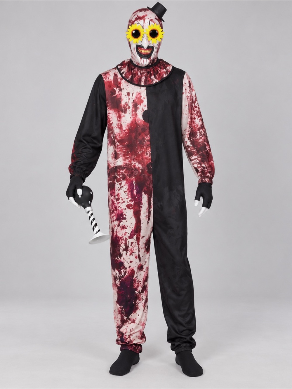 Spirit Men’s Blood-Splatter Clown Costume - Black and White with Red